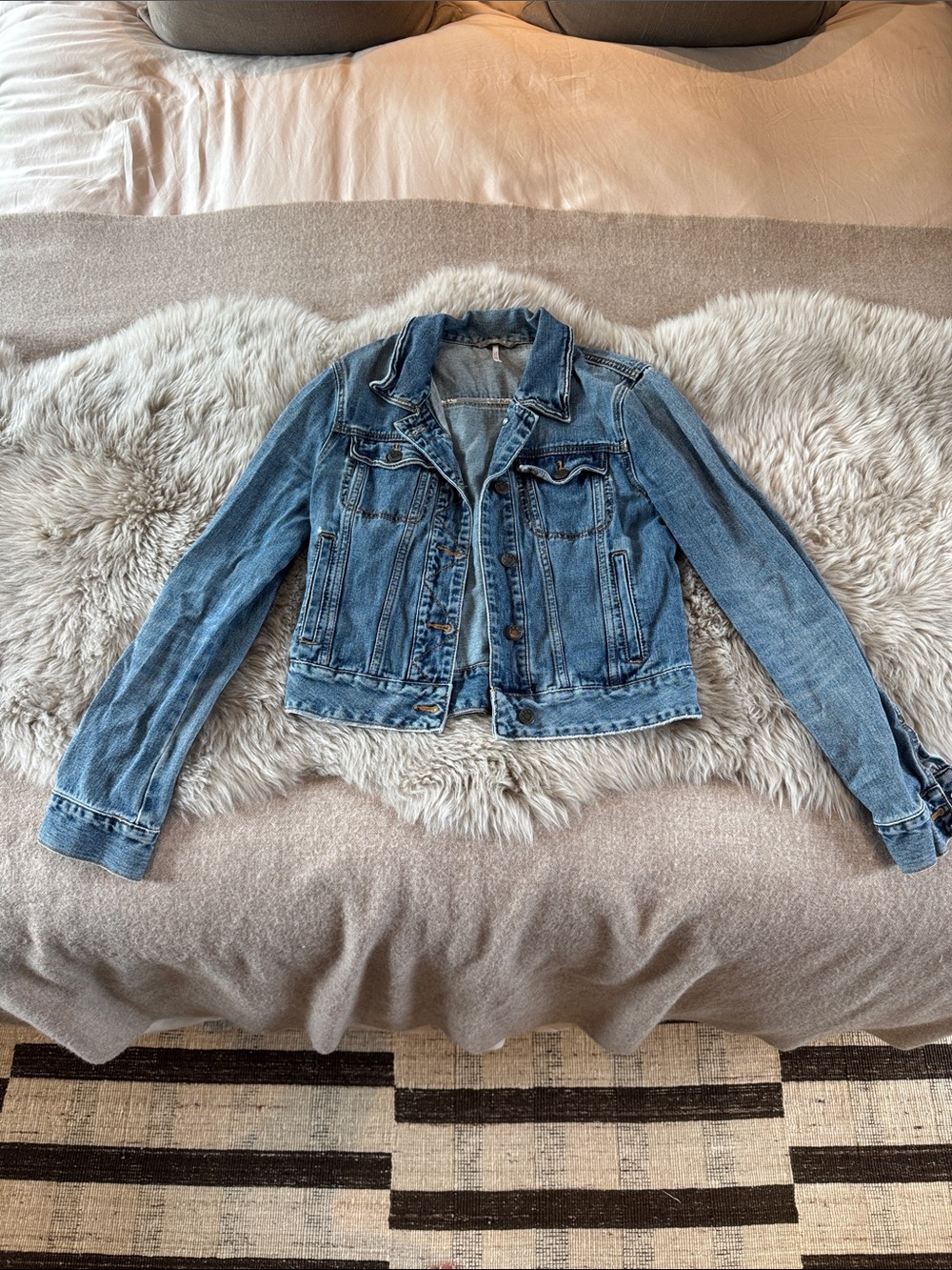 Free People Light Blue Denim Jean Jacket